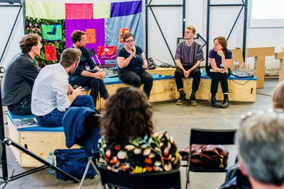 Nordbahn-Halle: mixed-use talk - Mischung: Nordbahnhof & Wirtschaftsagentur Wien/ Kreativzentrum departure © ÖGFA / AT19 / Kollektiv Fischka Kramer