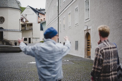 Phineas Harper und Wolfgang Feyferlik bei der Besichtigung der Basilika und des Geistlichen Haus Mariazell
