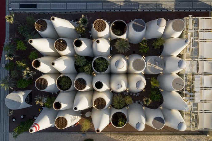 Österreichischer Pavillon, EXPO 2020 in Dubai, querkraft (drone view) – © Dany Eid Österreichischer Pavillon, EXPO 2020 in Dubai, querkraft (drone view)