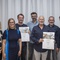 Im Bild: v.l. Marianne Durig (Jury), Iris Reiter (Jury), Philipp Buxbaum (smartvoll Architekten), Christian Kircher (smartvoll Architekten), Marco Sillaber (Bauherr Handelszentrum 16) und Georg Hinterleitner (Baumeister Handelszentrum 16) sowie Landeshauptmann-Stellvertreter Stefan Schnöll.